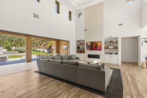 545 Ledge Street San Marcos great room with fireplace and indoor outdoor living
