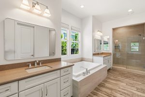 545 Ledge Street San Marcos primary bathroom with soaking tub and walk in shower