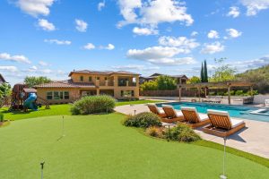 545 Ledge Street San Marcos backyard putting green and resort style pool